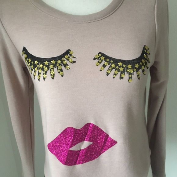 Chaser glitter eyelash & lip pink tee XS - Picture 2 of 8